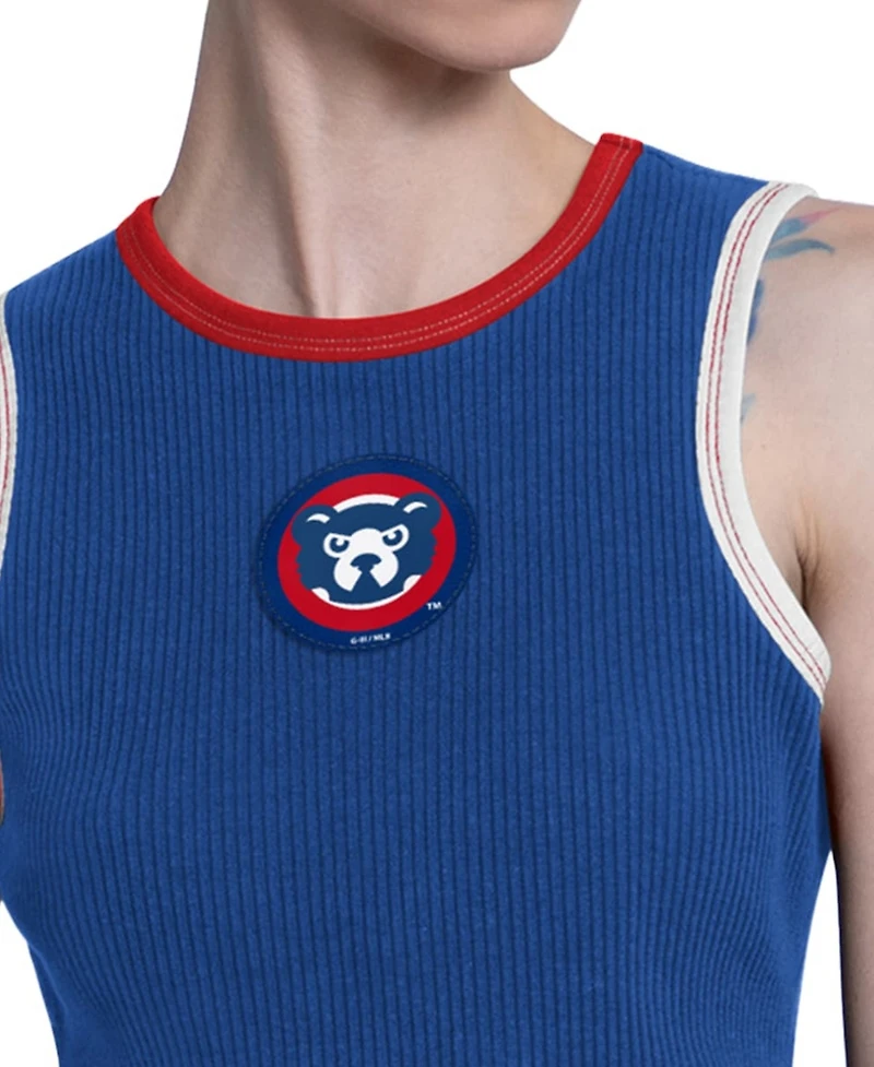 Starter Women's Royal Chicago Cubs Cooperstown Play the Ball Crop Tank Top