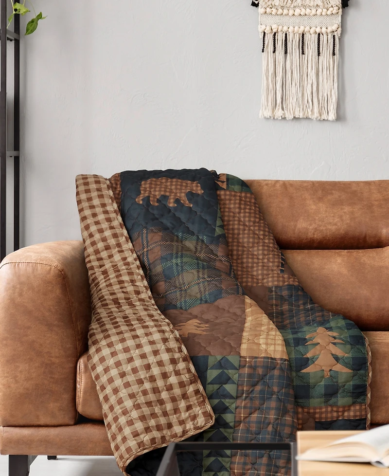 American Heritage Textiles Brown Bear Cabin Quilted Throw, 50" x 60"