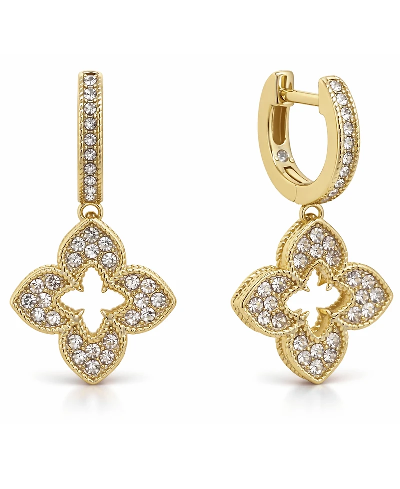 And Now This Crystal Flower Hinged Hoop Earrings
