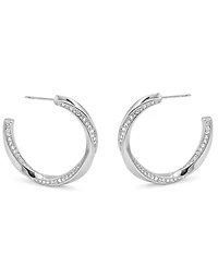 And Now This Crystal Post Tiwsted C Hoop Earrings