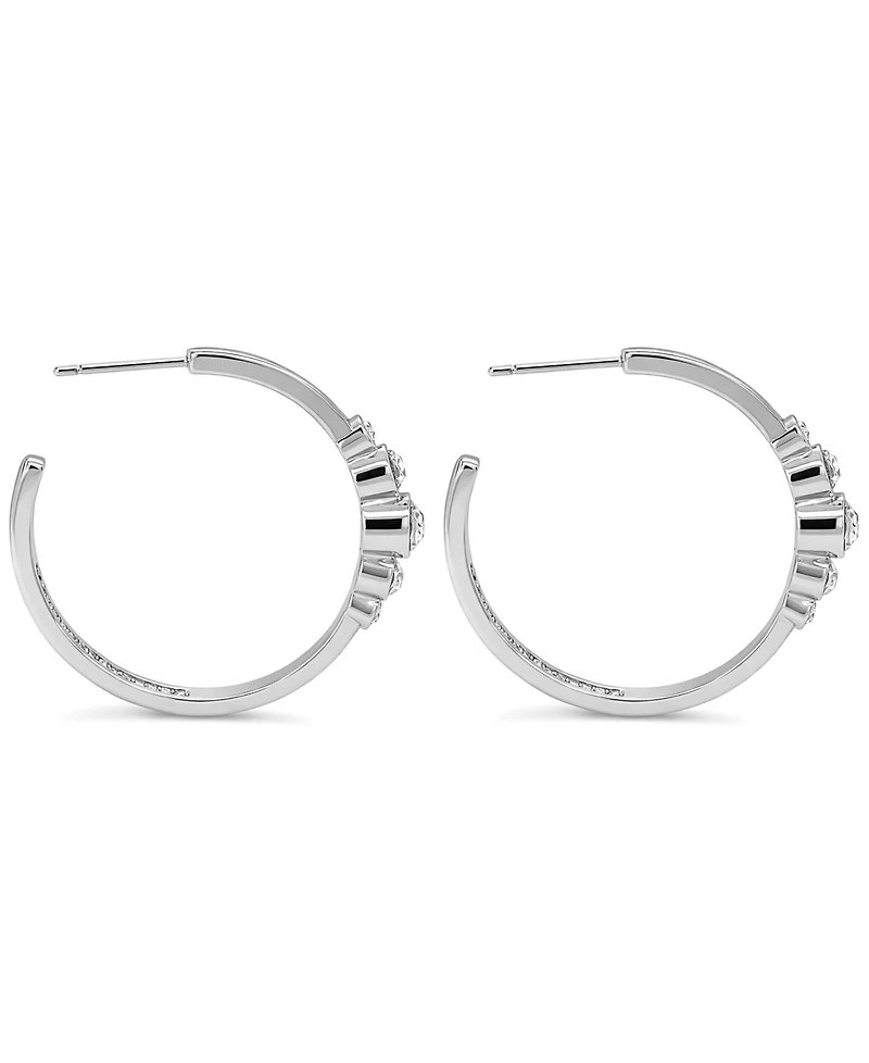 And Now This Crystal Post C Hoop Earrings