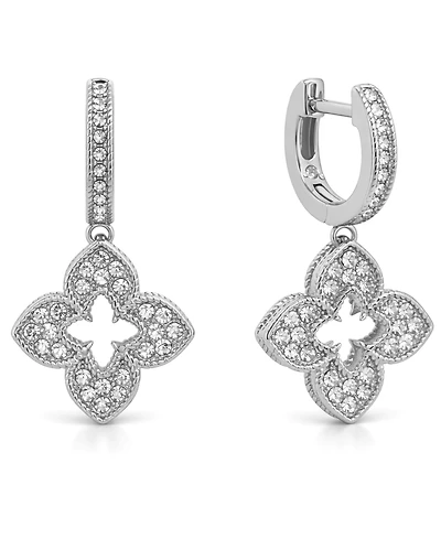 And Now This Crystal Flower Hinged Hoop Earrings