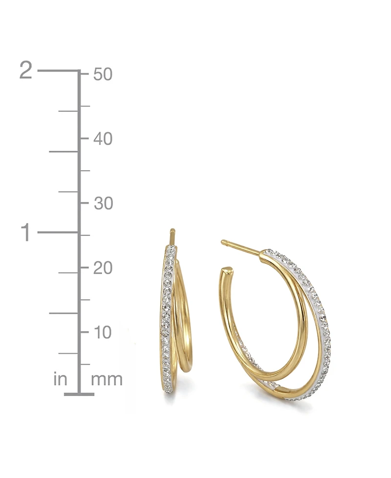 And Now This Crystal Double Row C Hoop Post Earrings