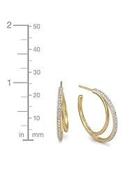 And Now This Crystal Double Row C Hoop Post Earrings