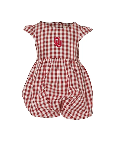 Garb Girl's Baby Boys and Girls Crimson Oklahoma Sooners Cara Gingham Ruffled Bodysuit