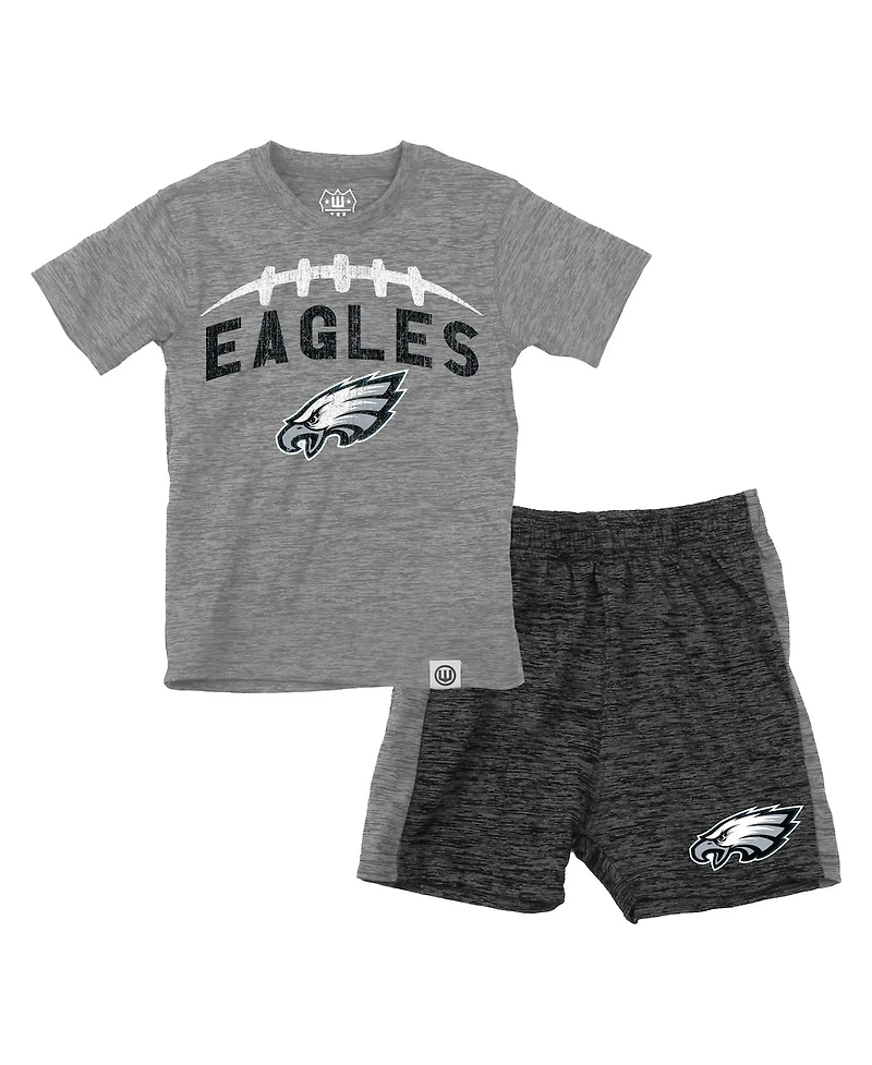 Wes & Willy Toddler Gray/Charcoal Philadelphia Eagles T-Shirt and Contrasting Shorts Set