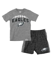 Wes & Willy Toddler Gray/Charcoal Philadelphia Eagles T-Shirt and Contrasting Shorts Set