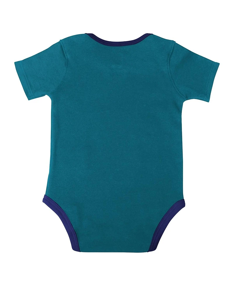Outerstuff Baby Boys and Girls Teal/Purple/Gray Charlotte Hornets Bank Shot Bodysuit, Hoodie T-Shirt Shorts Set