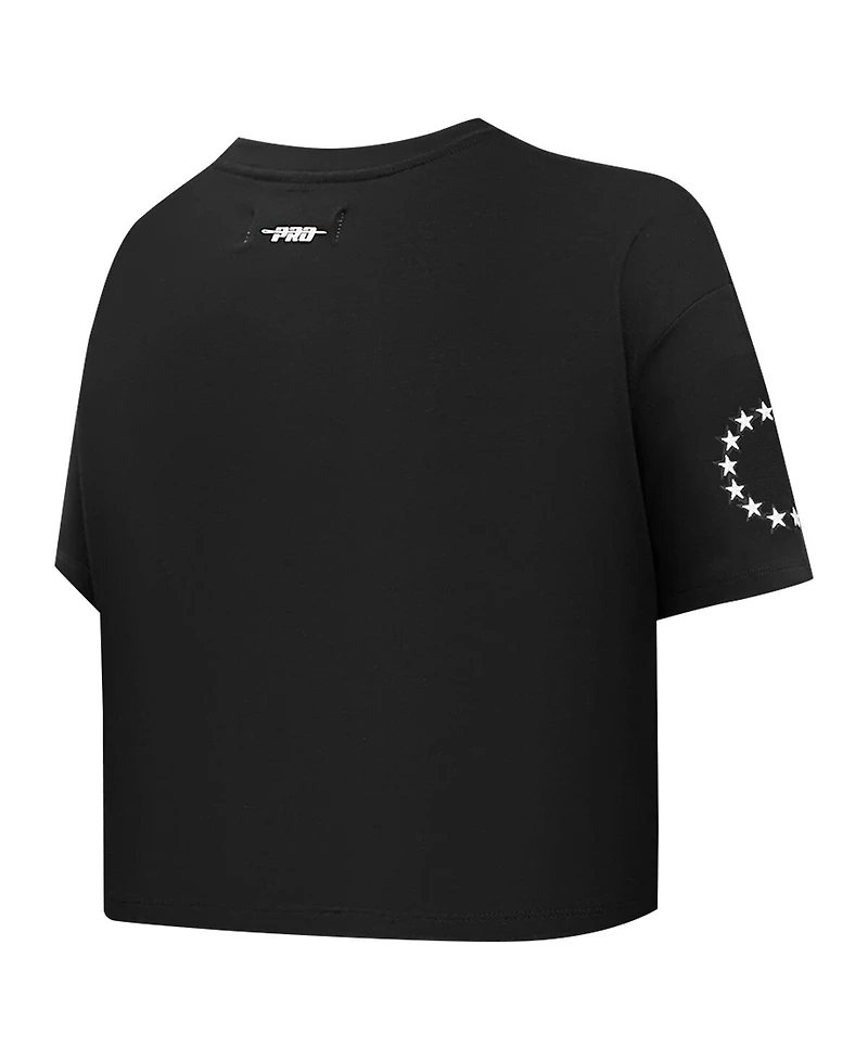 Pro Standard Women's Black Philadelphia 76ers Jewels Boxy Cropped T-Shirt