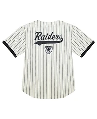 Mitchell & Ness Men's Cream Las Vegas Raiders Big Tall Heavyweight Mesh Button-Up Fashion Jersey