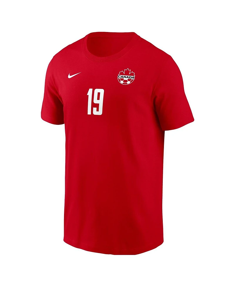 Nike Men's Alphonso Davies Red Canada Soccer Home Name & Number T-Shirt