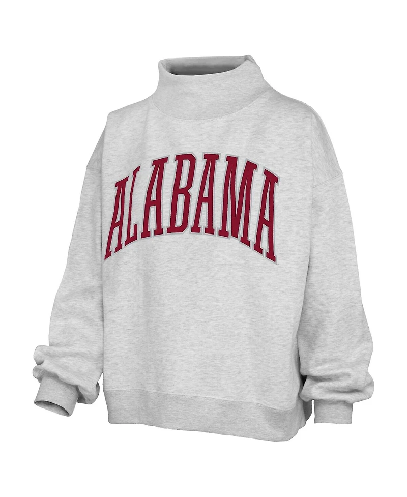 Pressbox Women's Heather Gray Alabama Crimson Tide Oversized Nelson Mock Neck Sweatshirt