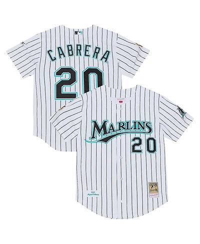 Mitchell & Ness Men's  Miguel Cabrera White Florida Marlins 2003 Cooperstown Collection Authentic Jersey