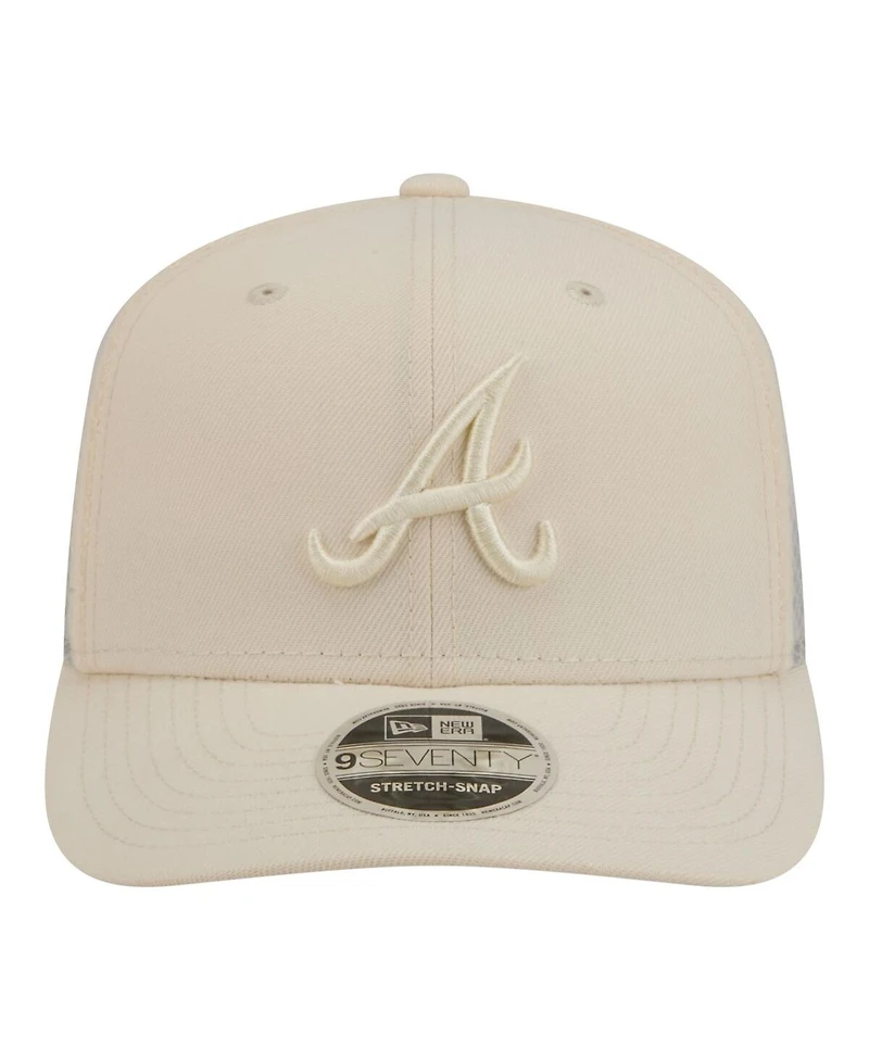 New Era Men's Light Beige Atlanta Braves Color Pack 9SEVENTY Trucker Adjustable Hat