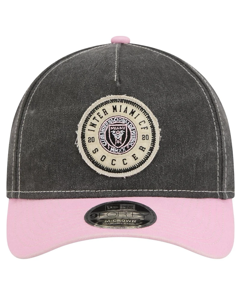 New Era Men's Black Inter Miami Cf Jersey Hook 9FORTY Adjustable Hat