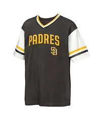 Outerstuff Big Boys and Girls Brown San Diego Padres League Base Runner Ringer T-Shirt