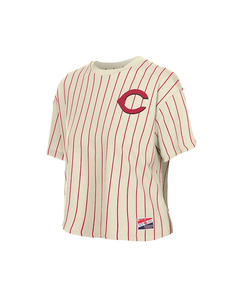 New Era Women's Cream Cincinnati Reds Throwback Boxy T-Shirt