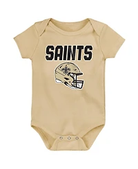 Outerstuff Baby Boys and Girls 3-Pack New Orleans Saints Littlest Player Bodysuit Set