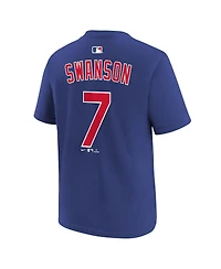 Nike Big Boys and Girls Dansby Swanson Royal Chicago Cubs Name & Number T-Shirt