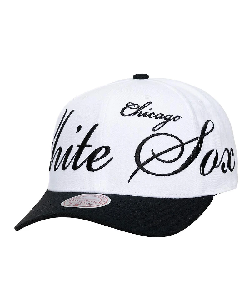 Mitchell & Ness Men's and Women's White/Black Chicago White Sox Xl Script Pro Crown Adjustable Hat