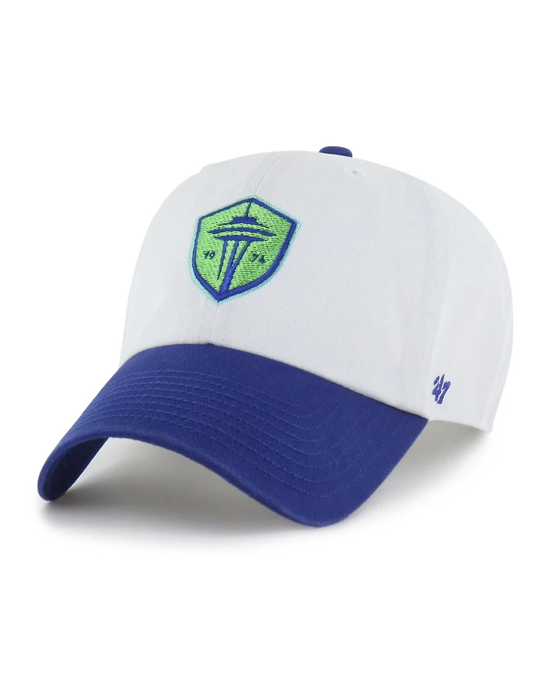 '47 Brand Men's White Seattle Sounders Fc Two-Tone Clean Up Adjustable Hat