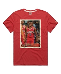 Homage Men's and Women's Allen Iverson Red Philadelphia 76ers Topps Trading Card Player Tri-Blend T-Shirt