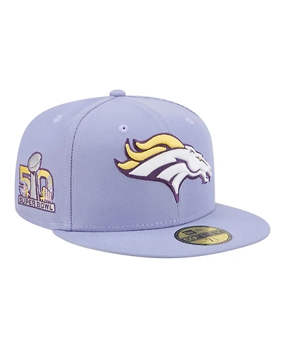 New Era Men's Light Purple Denver Broncos Lavender Bloom 59FIFTY Fitted Hat