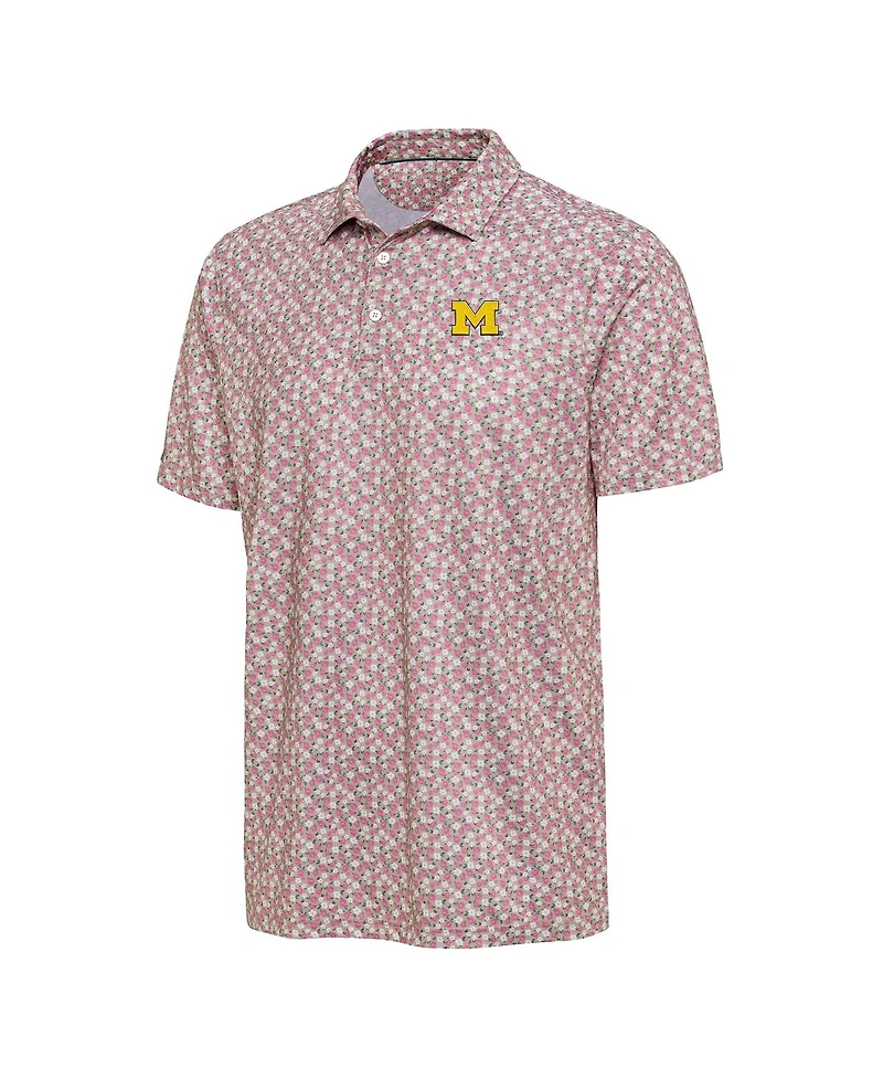 Antigua Men's Pink Michigan Wolverines Desert Dry Dogwood Polo Shirt