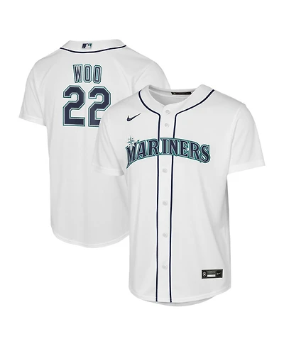Nike Big Boys and Girls Bryan Woo White Seattle Mariners Baseline Jersey