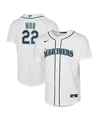 Nike Big Boys and Girls Bryan Woo White Seattle Mariners Baseline Jersey