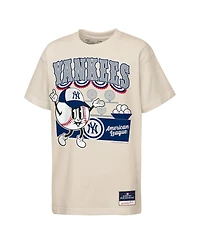 Mitchell & Ness Big Boys and Girls Cream New York Yankees Step Back Up Mascot T-Shirt