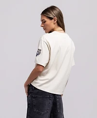 Mitchell & Ness Women's Cream Detroit Tigers Cooperstown Yacht Rock Boxy Cropped T-Shirt