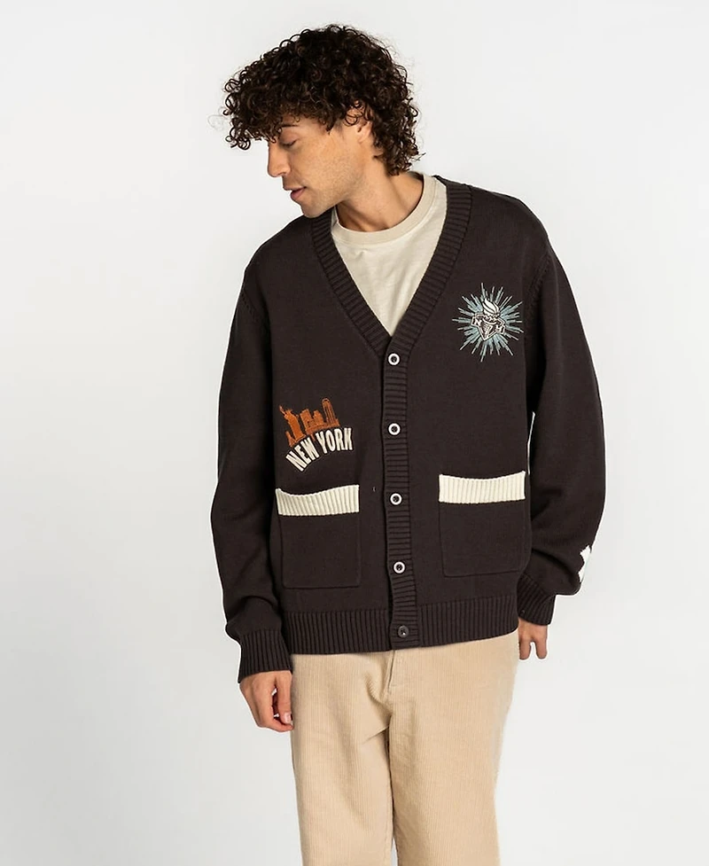 The Wild Collective Men's and Women's Anthracite New York Liberty Oversized Button-Up Jacquard Cardigan