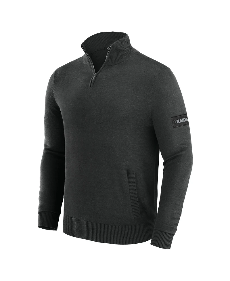 J. Palmer Men's Black Las Vegas Raiders Franchise Quarter-Zip Sweater