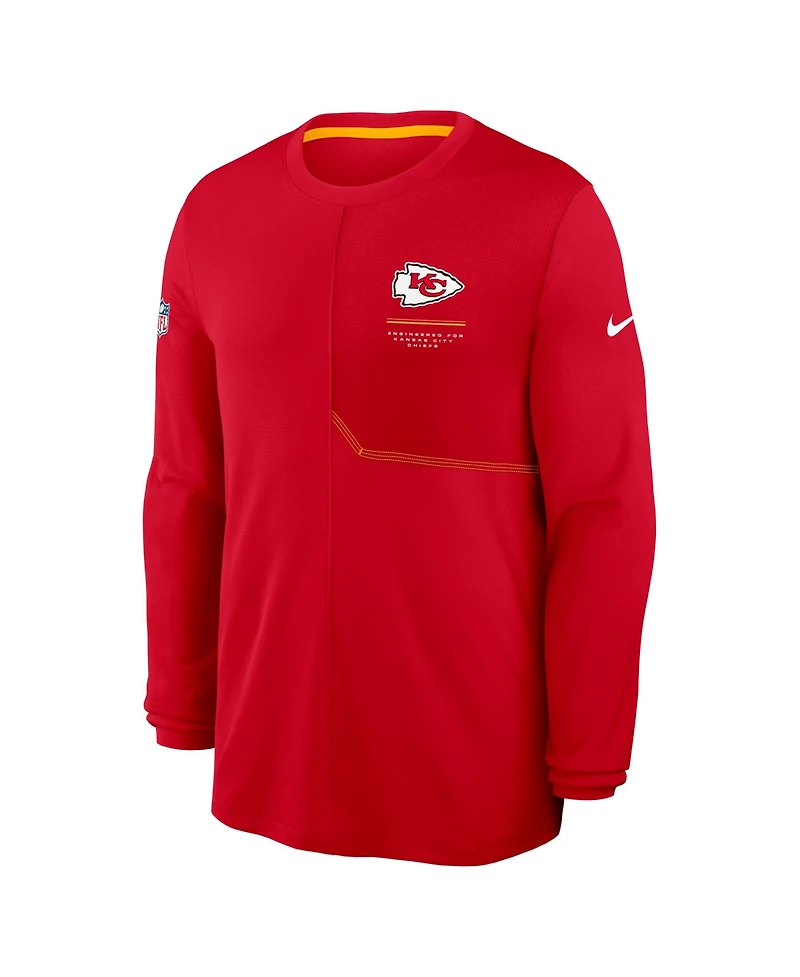 Nike Men's Kansas City Chiefs Sideline Coaches Uv Dri-fit Long Sleeve T-Shirt