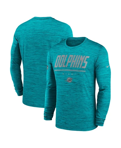Nike Men's Aqua Miami Dolphins Sideline Offensive Transition Velocity Dri-fit Long Sleeve T-Shirt