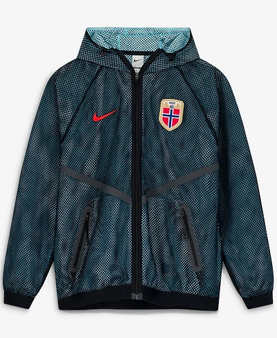 Nike Men's Black Norway National Team 2026 Anthem Mesh Dri-fit Full-Zip Hooded Jacket