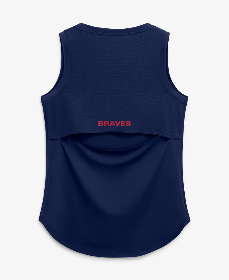 Fanatics Women's Navy Atlanta Braves Draped Mesh Back Performance Tank Top