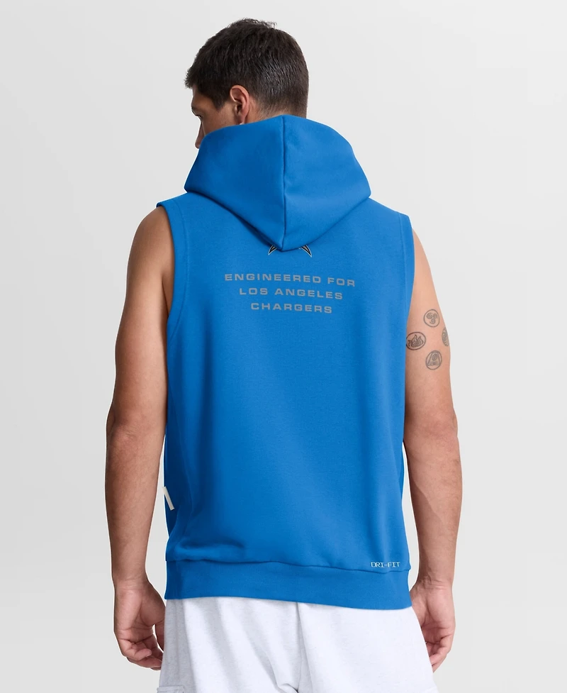 Nike Men's Powder Blue Los Angeles Chargers Sideline Standard Issue Dri-fit Sleeveless Hoodie