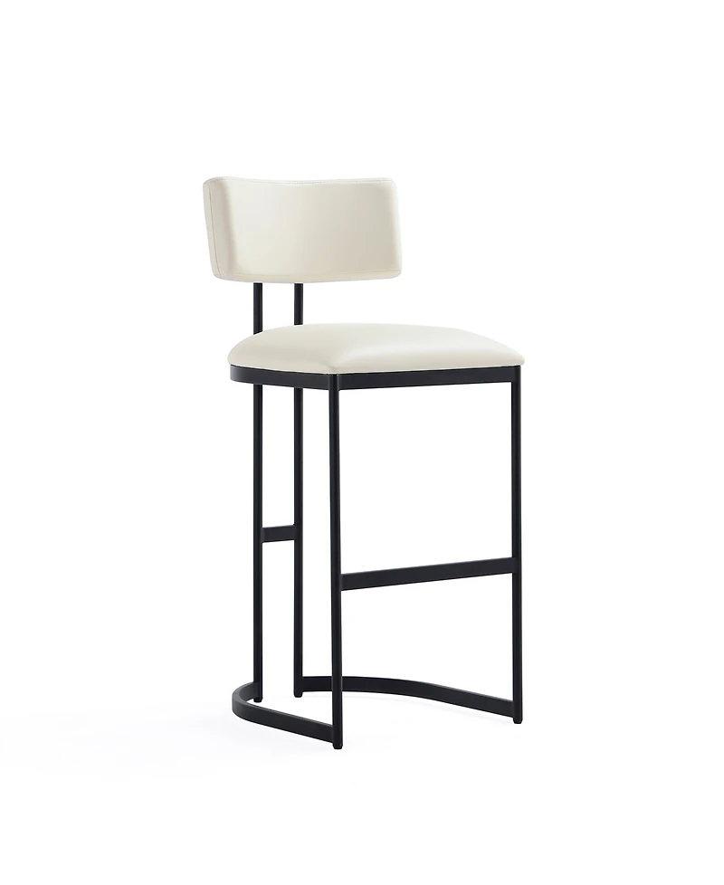 Manhattan Comfort Juno 18.5" Faux Leather Upholstered Metal Barstool
