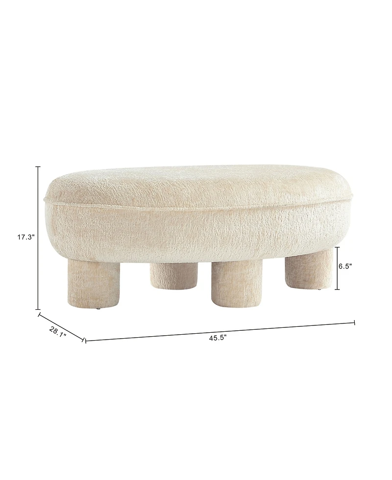 Manhattan Comfort Tribeca 45.5" Chenille Upholstered Accent Ottoman