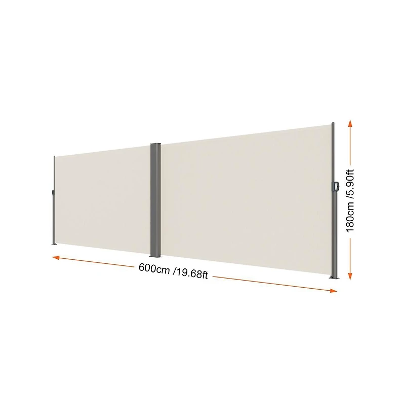 Sugift 71x236 inch Retractable Side Awning Aluminum Privacy Screen Room Divider for Patio Balcony