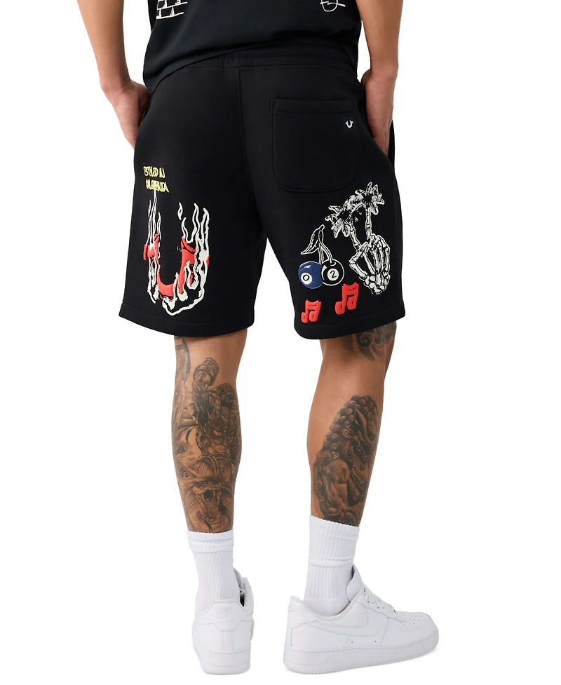 True Religion Men's Sloth Guitar Graphic Lightweight Shorts