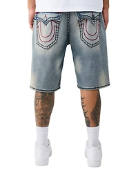 True Religion Men's Baggy Light Wash Denim Graphic Shorts