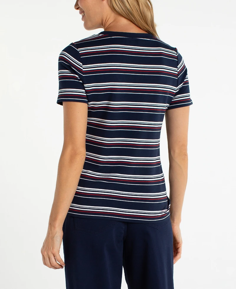 Liverpool Los Angeles Petite Contrast Print Short-Sleeve T-Shirt