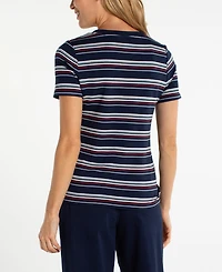 Liverpool Los Angeles Petite Contrast Print Short-Sleeve T-Shirt