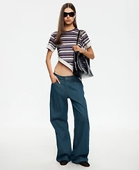 Lioness Women's Vintage-Inspired Stripe Crewneck Top