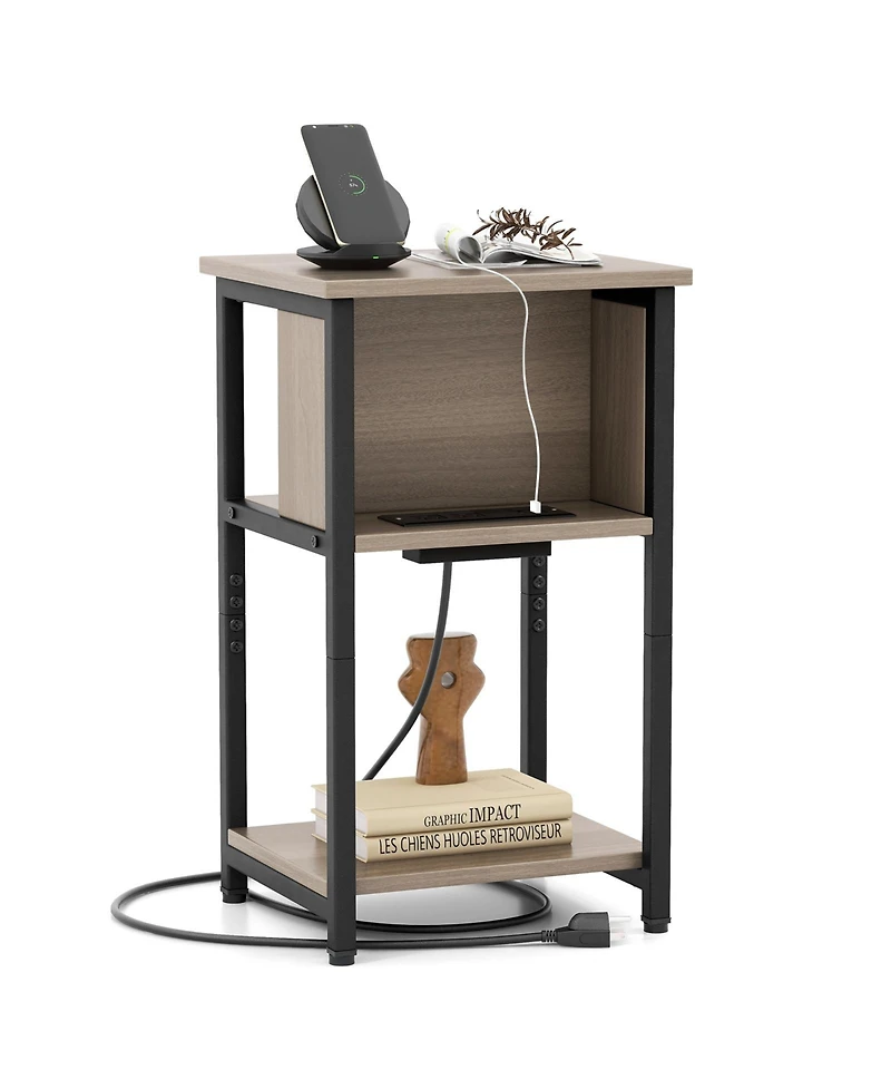 sumyeg 3-Tier End Table with Usb Ports and Power Outlets