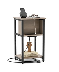 sumyeg 3-Tier End Table with Usb Ports and Power Outlets
