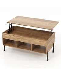 sumyeg Living Room Central Table with Lifting Tabletop and Metal Legs